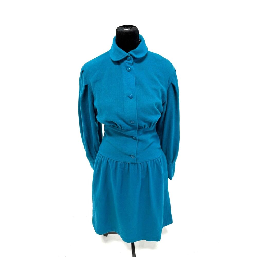 Luisa Spagnoli	vintage teal wool knee length dress - Picture 2 of 9